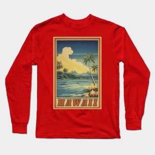 Hawaii Vintage Retro Travel Poster Long Sleeve T-Shirt